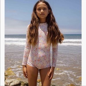 Billabong Kids Floral One Piece Swimsuit - Pink and White